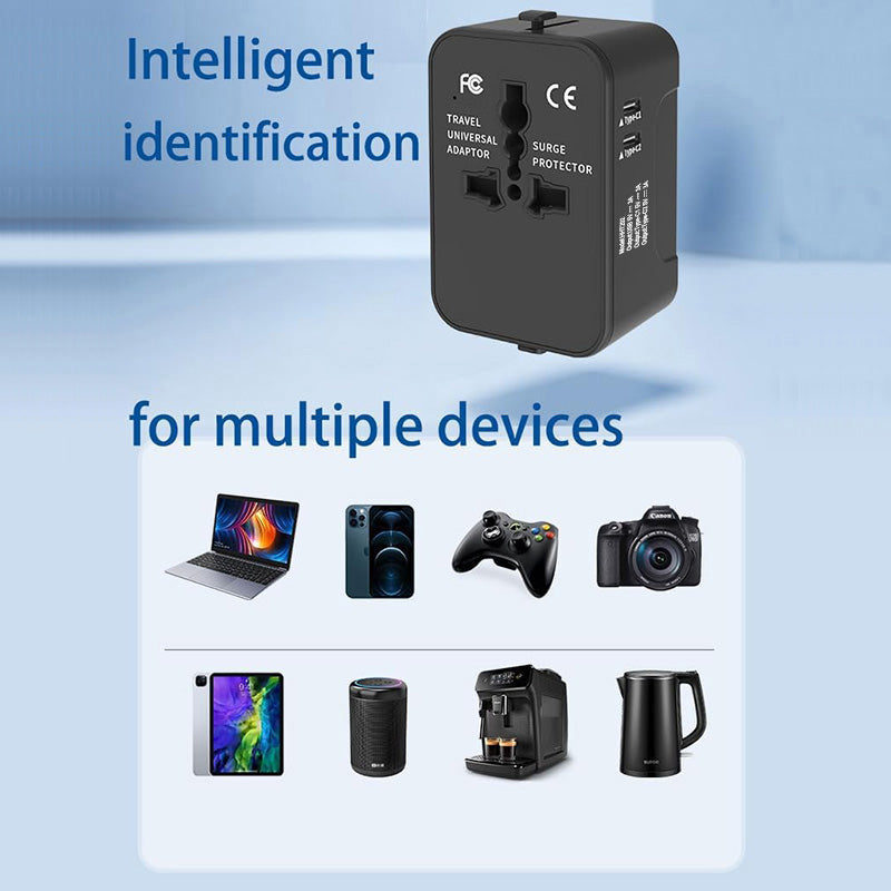 Passport Outfitters All-in-One Universal Travel Adapter & USB Fast Charger by Passport Outfitters