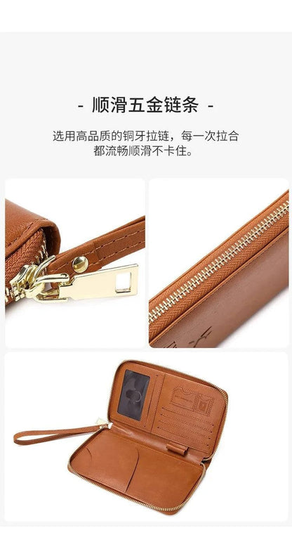 New Leather Passport Cover RFID Blocking Card Holder Zipper Wallet Travel Essentials Phone Bag International Travel Accessories - Passport Outfitters Apparel