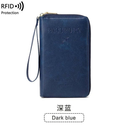 New Leather Passport Cover RFID Blocking Card Holder Zipper Wallet Travel Essentials Phone Bag International Travel Accessories - Passport Outfitters Apparel