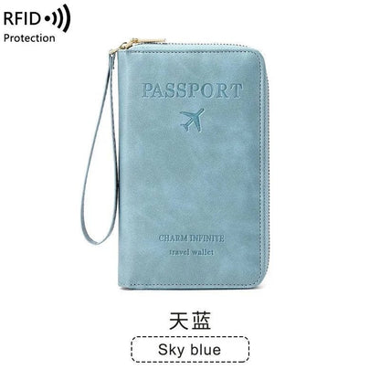 New Leather Passport Cover RFID Blocking Card Holder Zipper Wallet Travel Essentials Phone Bag International Travel Accessories - Passport Outfitters Apparel