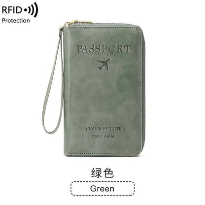 New Leather Passport Cover RFID Blocking Card Holder Zipper Wallet Travel Essentials Phone Bag International Travel Accessories - Passport Outfitters Apparel