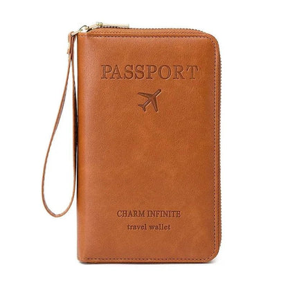 New Leather Passport Cover RFID Blocking Card Holder Zipper Wallet Travel Essentials Phone Bag International Travel Accessories - Passport Outfitters Apparel