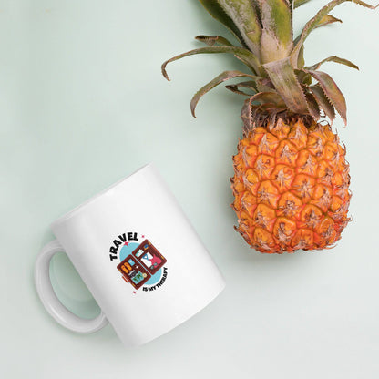 Travel is my Therapy White glossy mug - Passport Outfitters Apparel