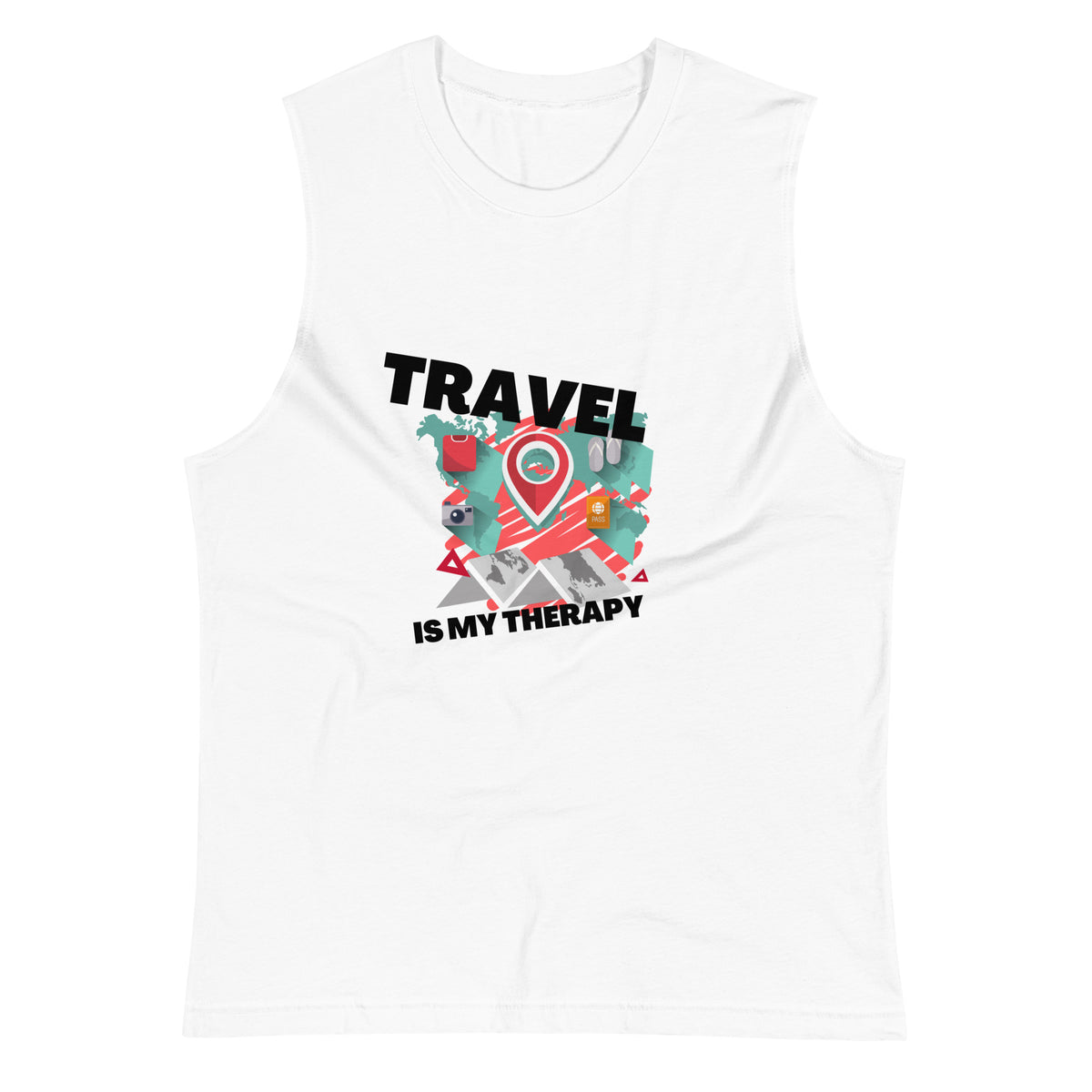 Passport Outfitters "Travel Is My Therapy" Unisex Fitness Shirt | Athletic Gym Tank Top by Passport Outfitters