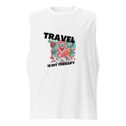 Passport Outfitters "Travel Is My Therapy" Unisex Fitness Shirt | Athletic Gym Tank Top by Passport Outfitters