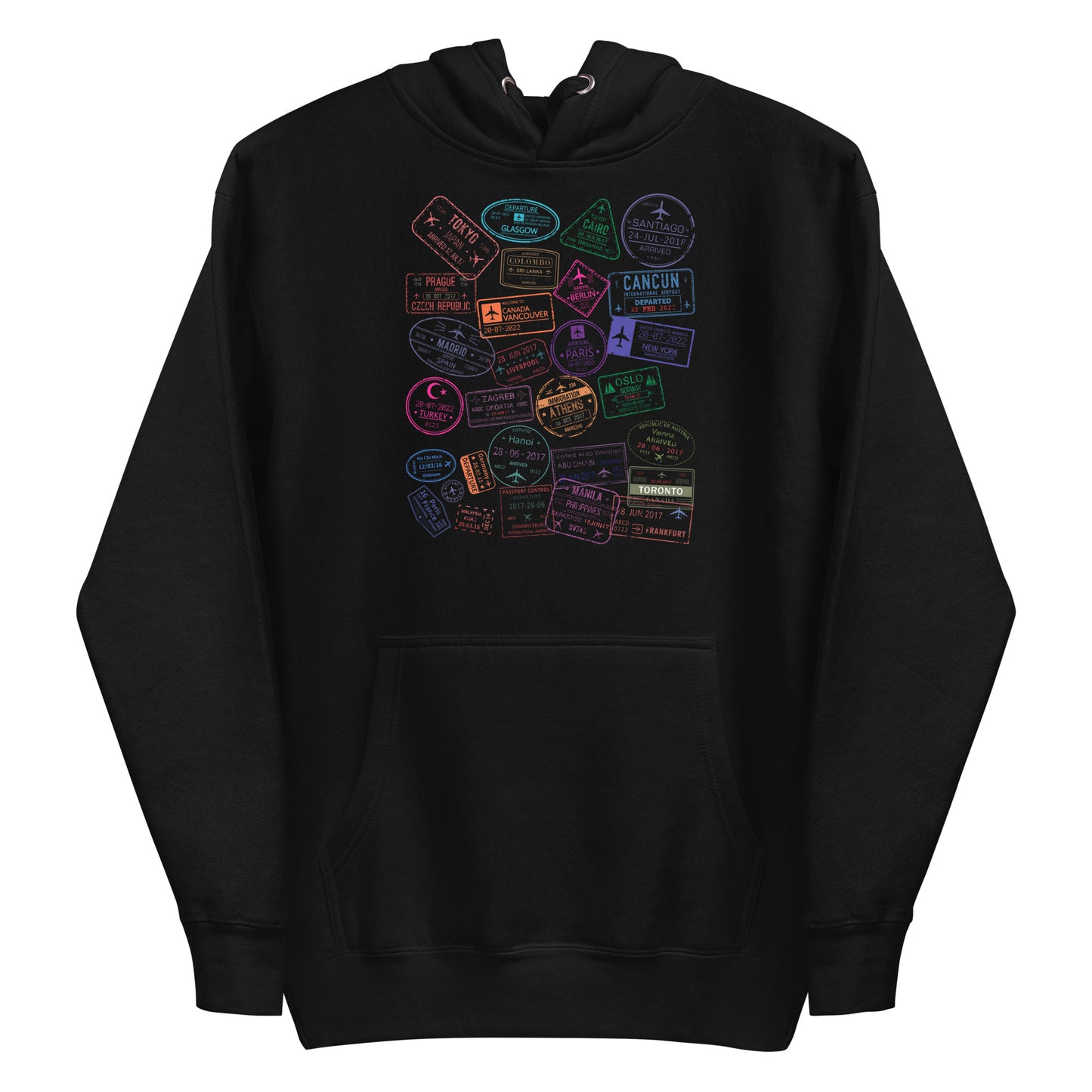 Global Passport Stamps Heavyweight Hoodie | Travel Pride Pullover by Passport Outfitters
