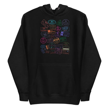 Global Passport Stamps Heavyweight Hoodie | Travel Pride Pullover by Passport Outfitters