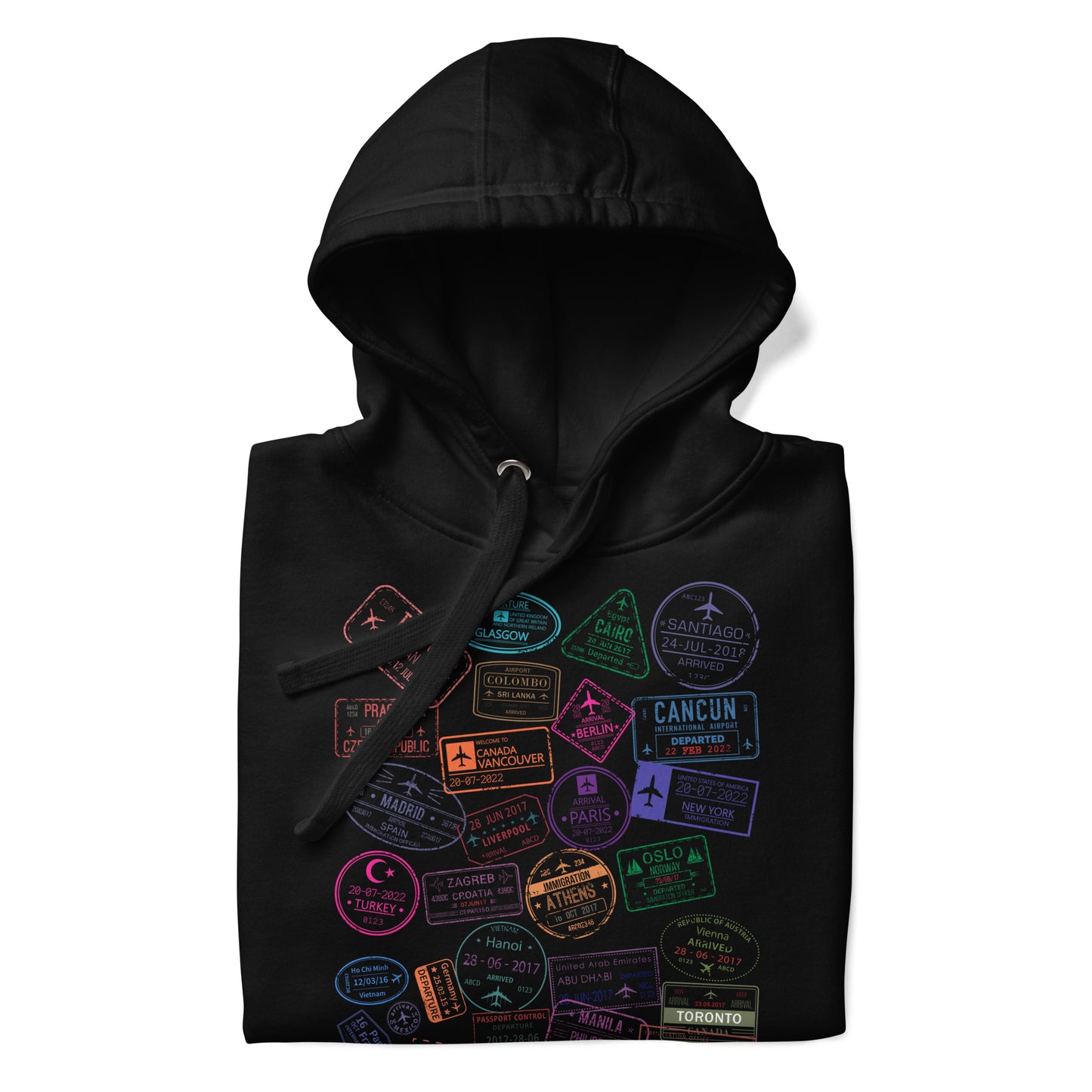 Global Passport Stamps Heavyweight Hoodie | Travel Pride Pullover by Passport Outfitters
