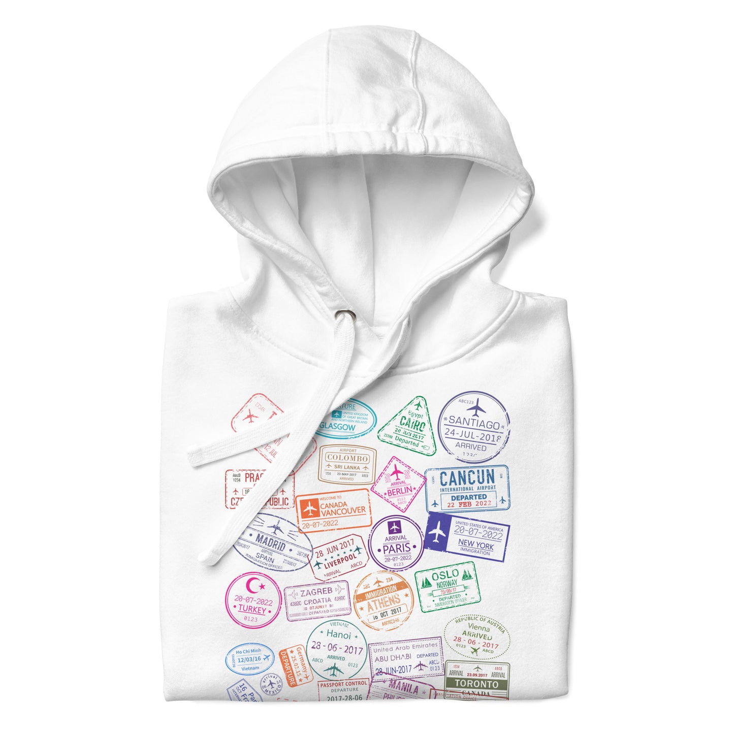 Global Passport Stamps Heavyweight Hoodie | Travel Pride Pullover by Passport Outfitters