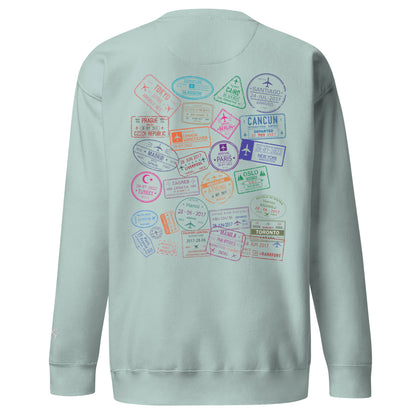 Women's "Wear Your Journey" Passport Stamp Sweatshirt – Classic White Edition by Passport Outfitters