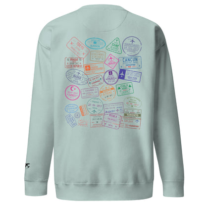 Women's "Wear Your Journey" Passport Stamp Sweatshirt – Stealth Black Edition by Passport Outfitters