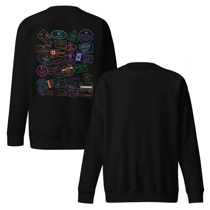 Women's "Wear Your Journey" Passport Stamp Sweatshirt – Stealth Black Edition by Passport Outfitters