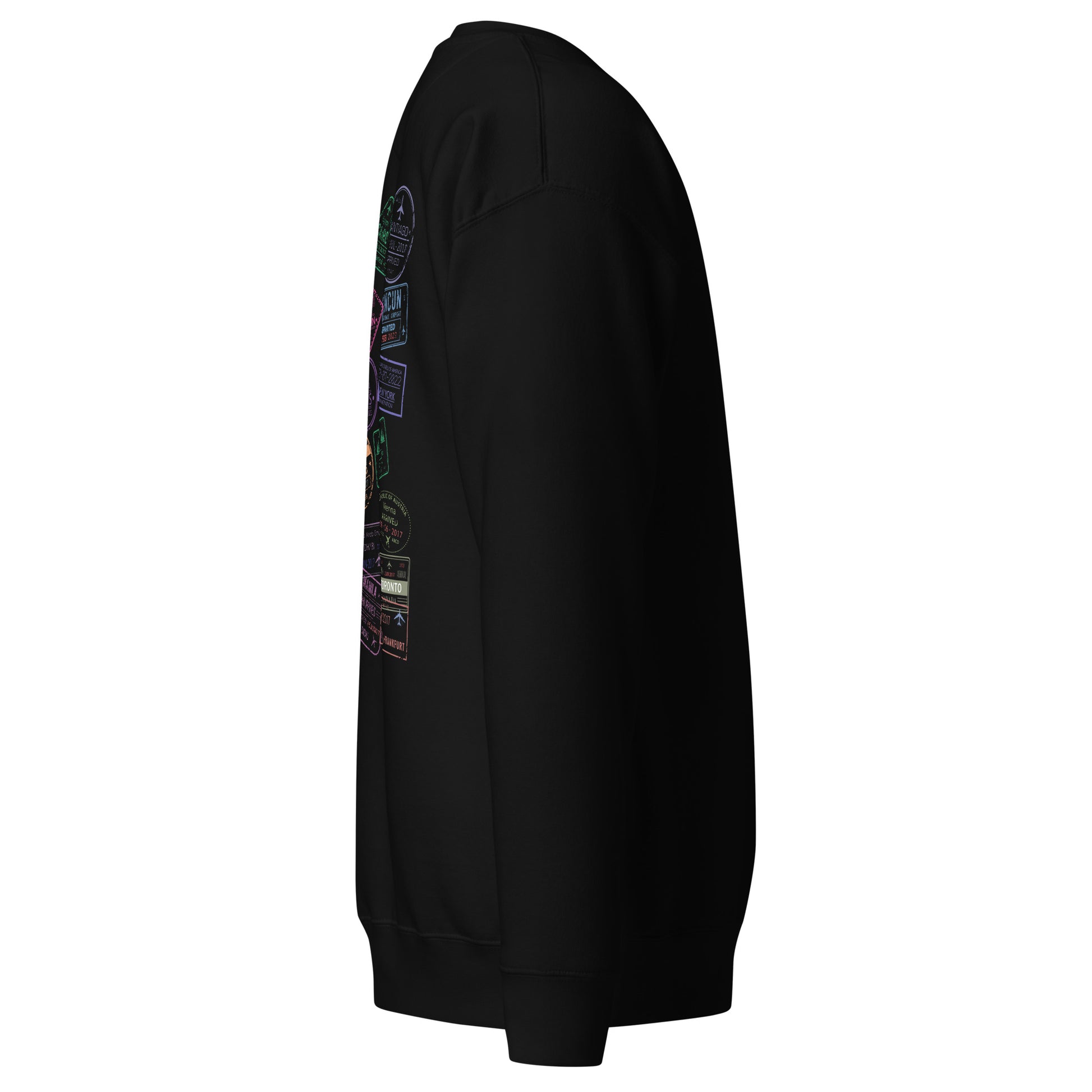 Women's "Wear Your Journey" Passport Stamp Sweatshirt – Stealth Black Edition by Passport Outfitters