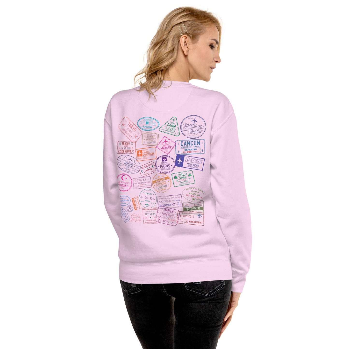 Women's "Wear Your Journey" Passport Stamp Sweatshirt – Stealth Black Edition by Passport Outfitters