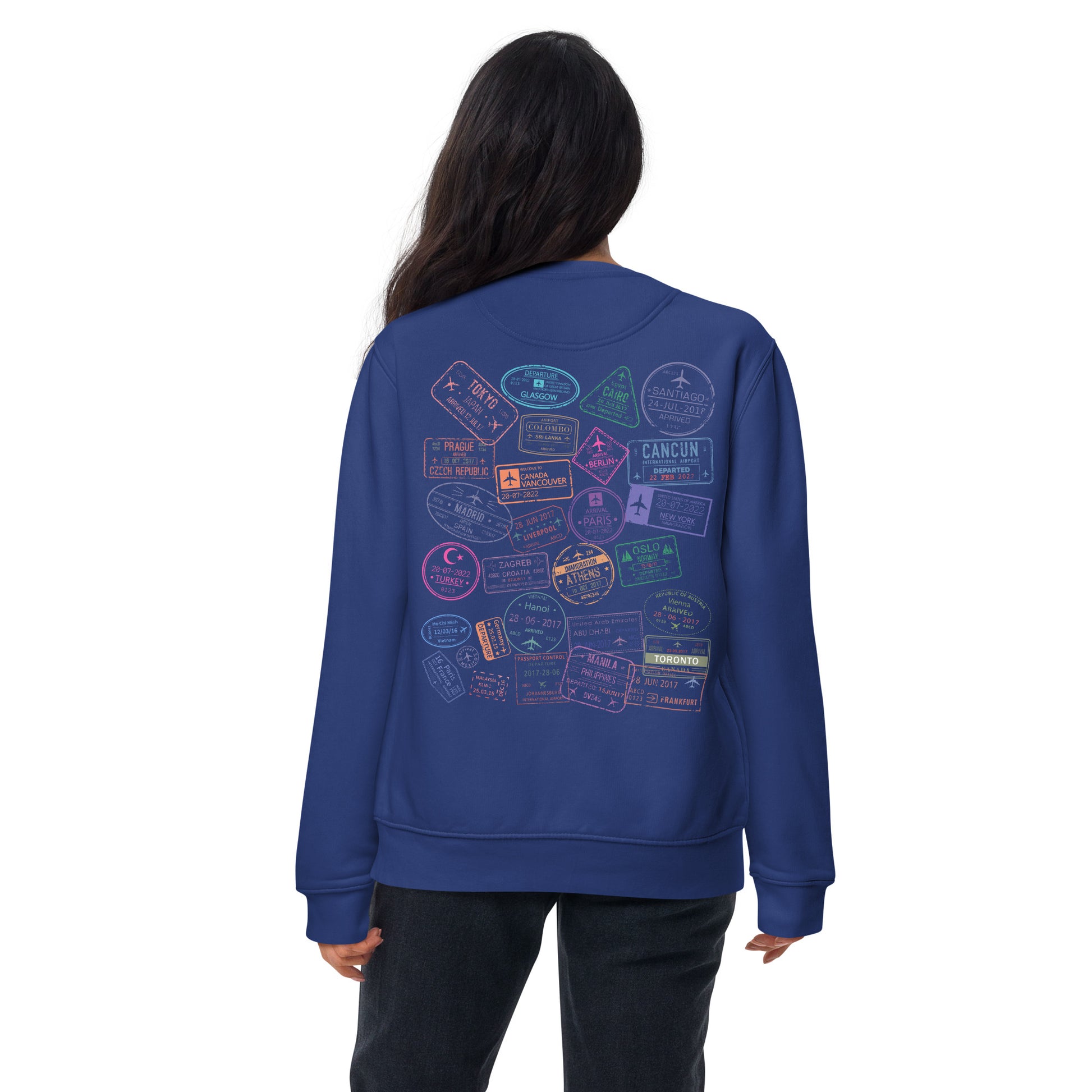 Women's "Wear Your Journey" Passport Stamp Sweatshirt – Classic White Edition by Passport Outfitters