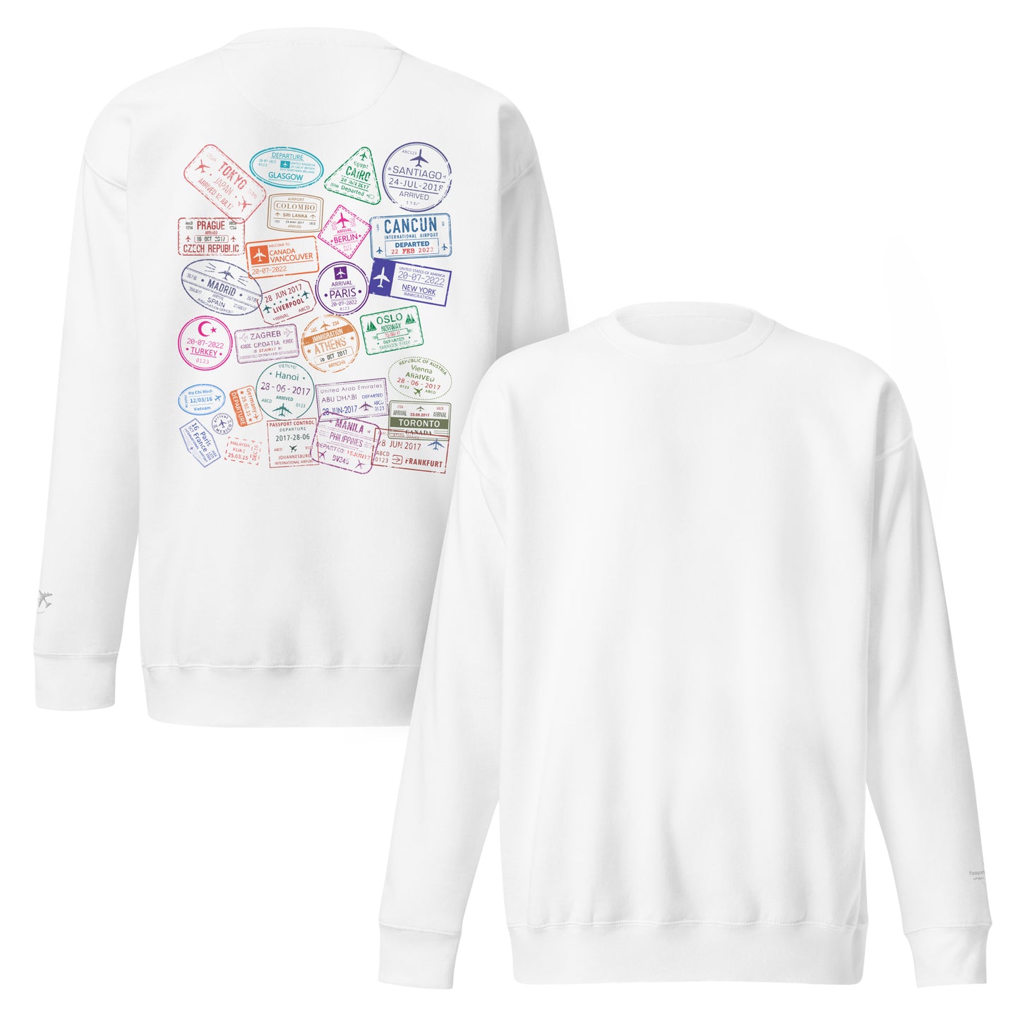 Women's "Wear Your Journey" Passport Stamp Sweatshirt – Classic White Edition by Passport Outfitters
