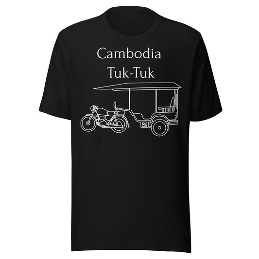 Cambodia Tuk-Tuk Graphic T-Shirt - Monochrome White by Passport Outfitters