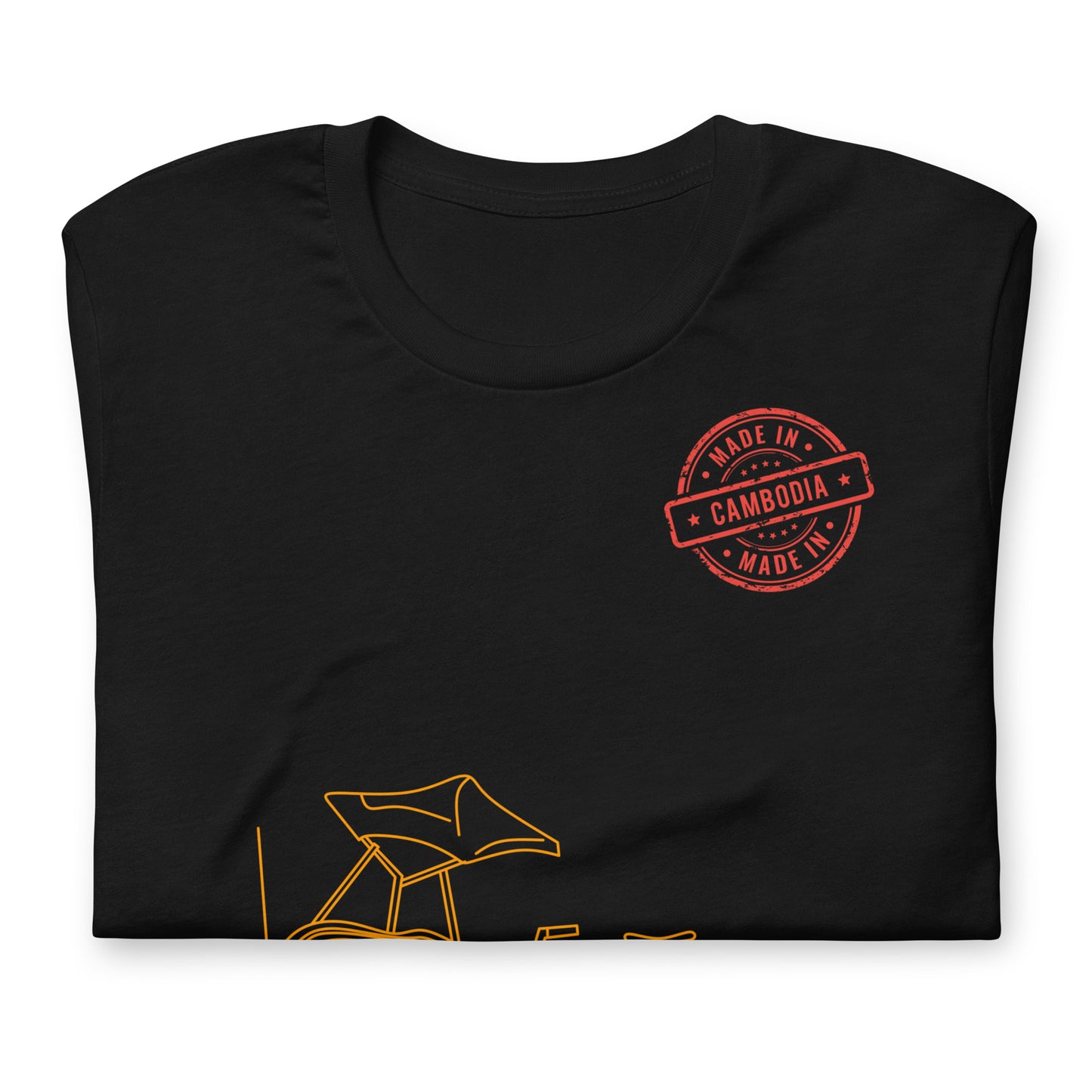 Cambodia Cyclo Rickshaw Vintage Line Art T-Shirt | ASEAN Travel Series by Passport Outfitters