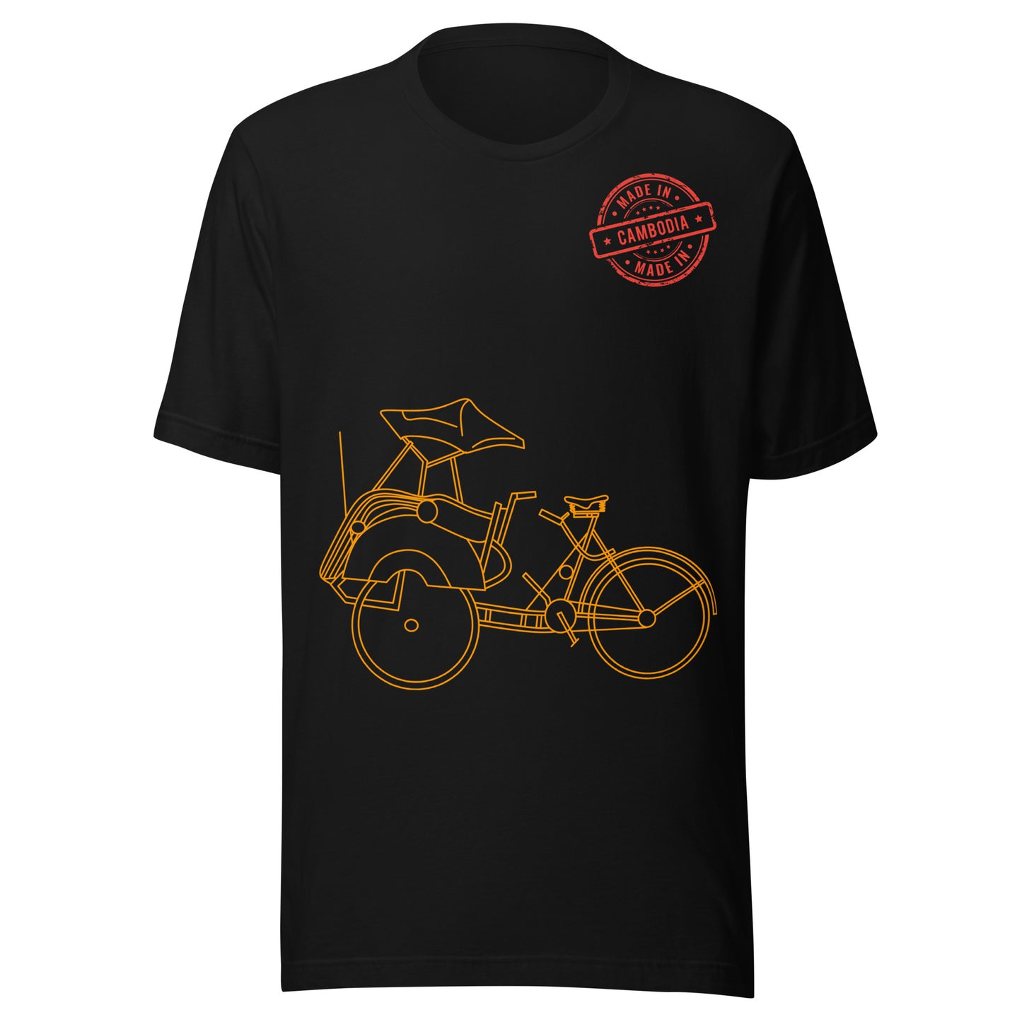 Cambodia Cyclo Rickshaw Vintage Line Art T-Shirt | ASEAN Travel Series by Passport Outfitters