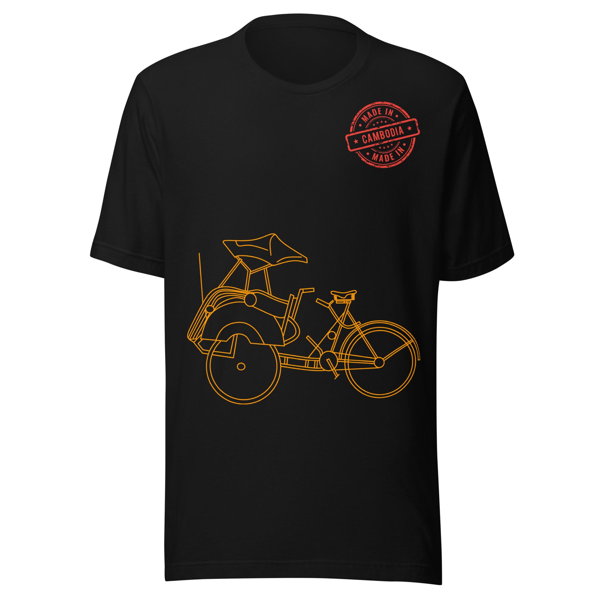 Cambodia Cyclo Rickshaw Vintage Line Art T-Shirt | ASEAN Travel Series by Passport Outfitters