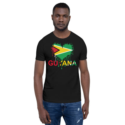 Guyana Flag Heart T-Shirt | Drip Art Patriotic Apparel by Passport Outfitters