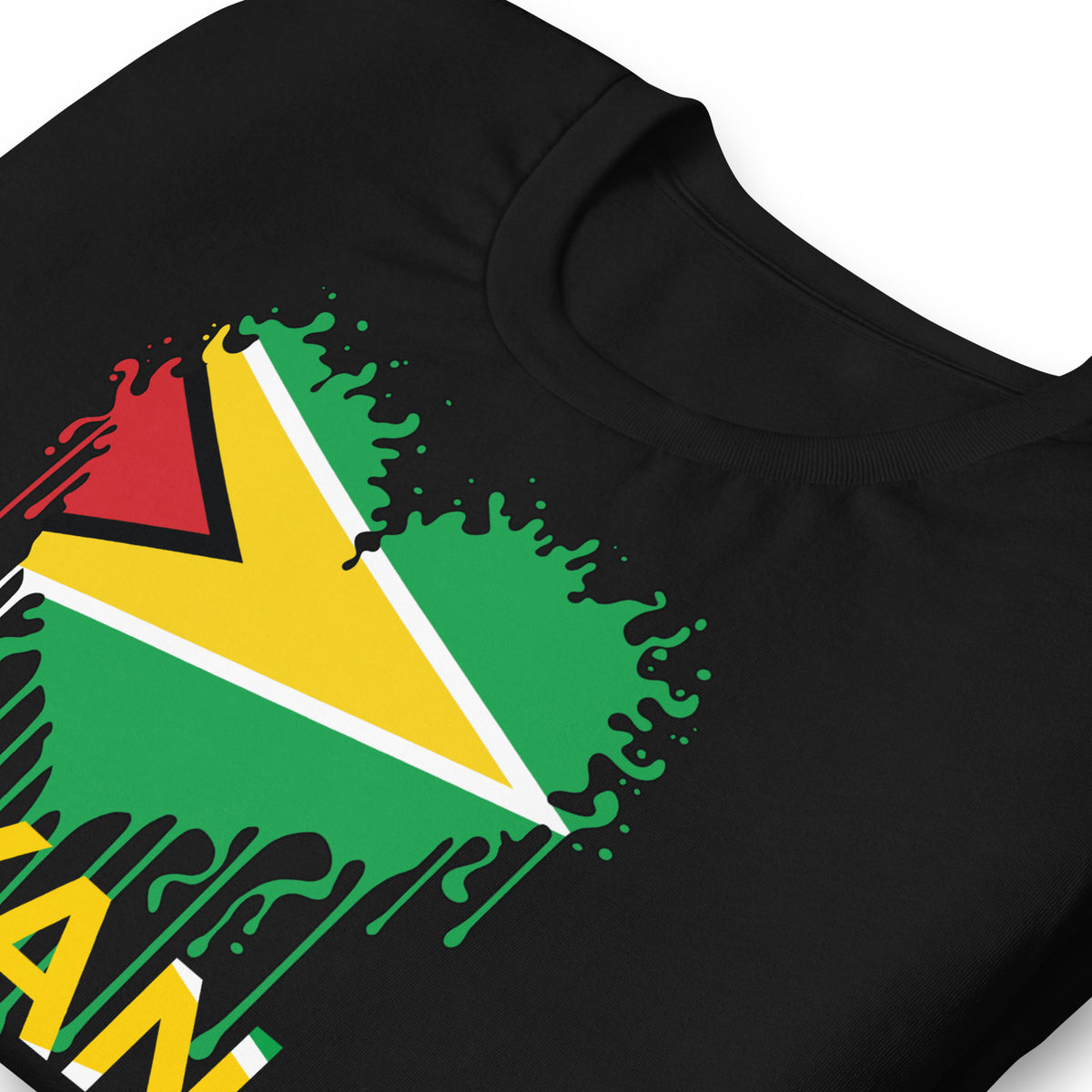 Guyana Flag Heart T-Shirt | Drip Art Patriotic Apparel by Passport Outfitters