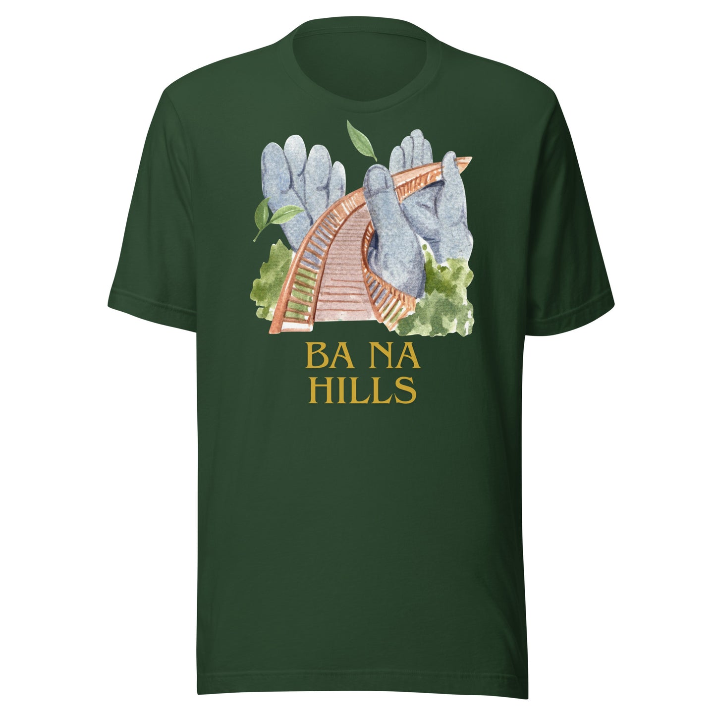Vietnam Golden Bridge Ba Na Hills Watercolor Graphic T-Shirt | Da Nang Travel Apparel by Passport Outfitters