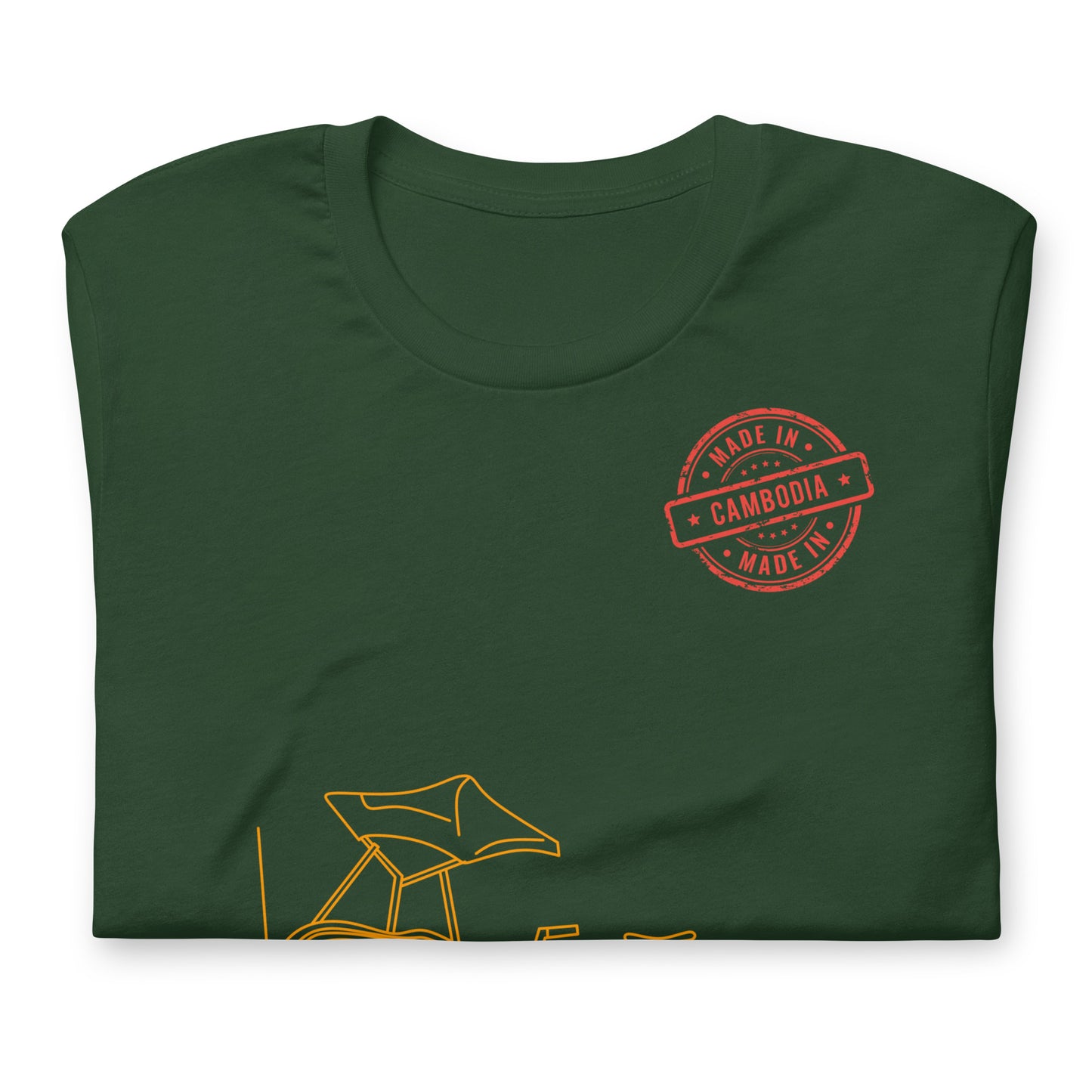 Cambodia Cyclo Rickshaw Vintage Line Art T-Shirt | ASEAN Travel Series by Passport Outfitters