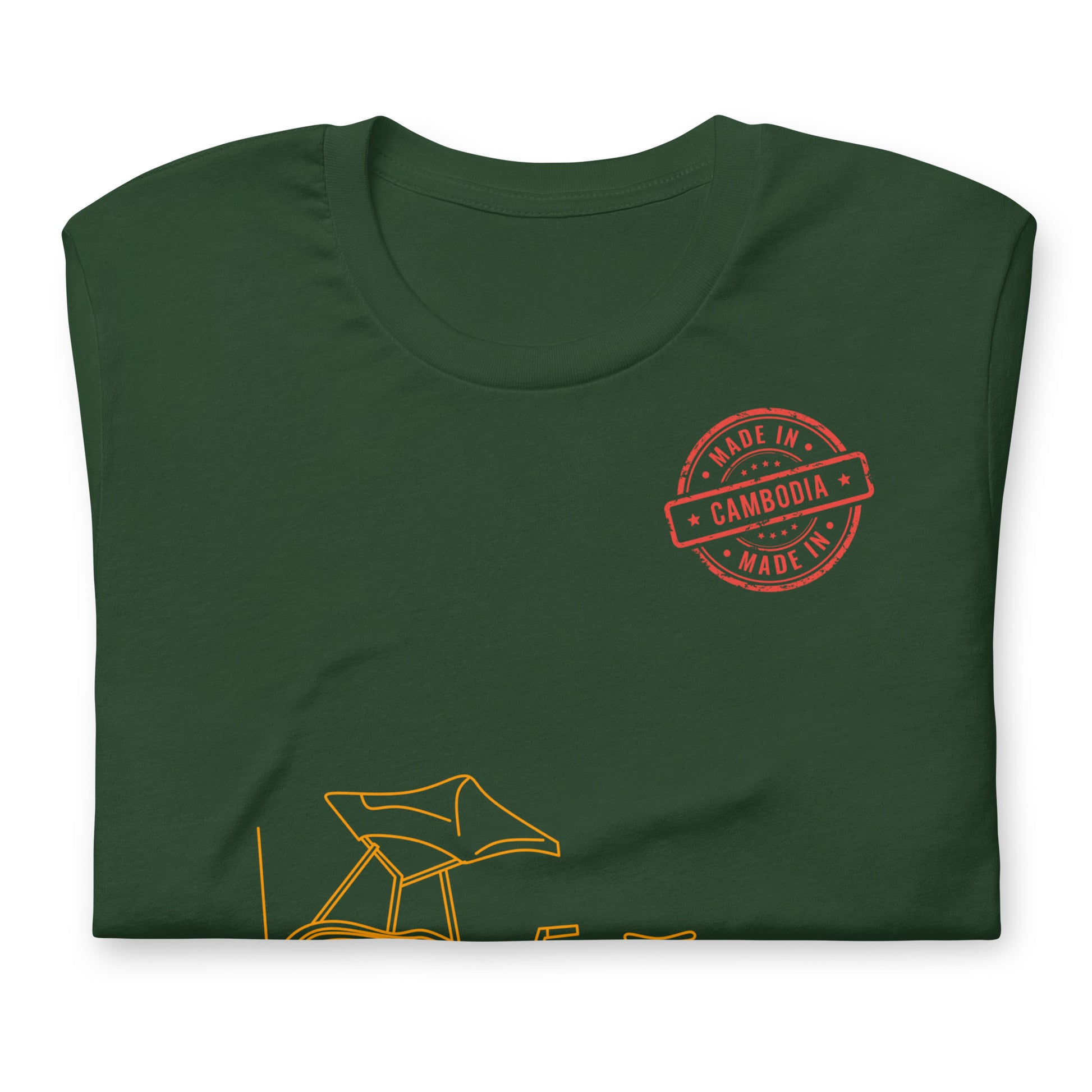 Cambodia Cyclo Rickshaw Vintage Line Art T-Shirt | ASEAN Travel Series by Passport Outfitters