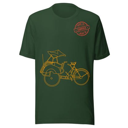 Cambodia Cyclo Rickshaw Vintage Line Art T-Shirt | ASEAN Travel Series by Passport Outfitters