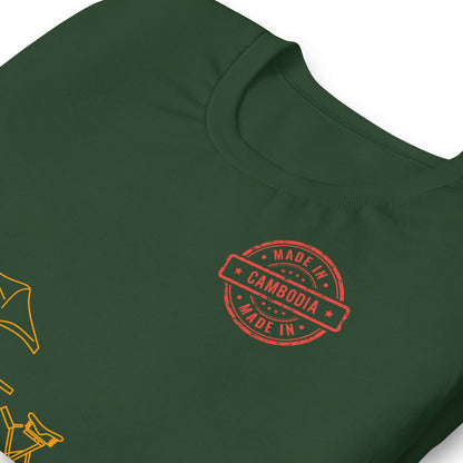 Cambodia Cyclo Rickshaw Vintage Line Art T-Shirt | ASEAN Travel Series by Passport Outfitters