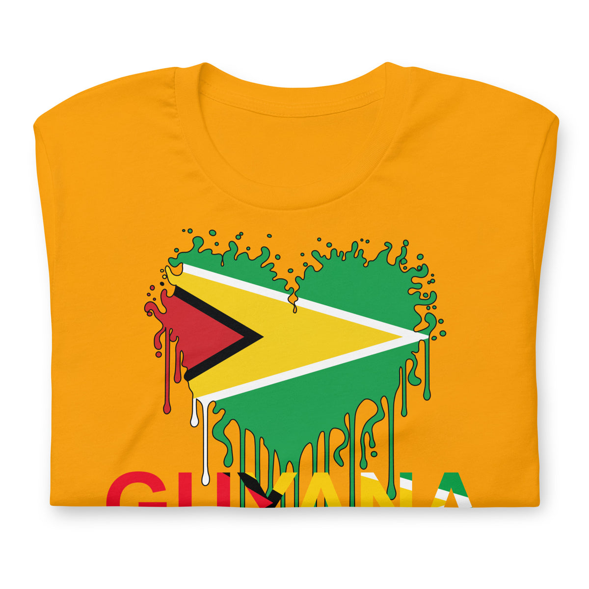 Guyana Flag Heart T-Shirt | Drip Art Patriotic Apparel by Passport Outfitters