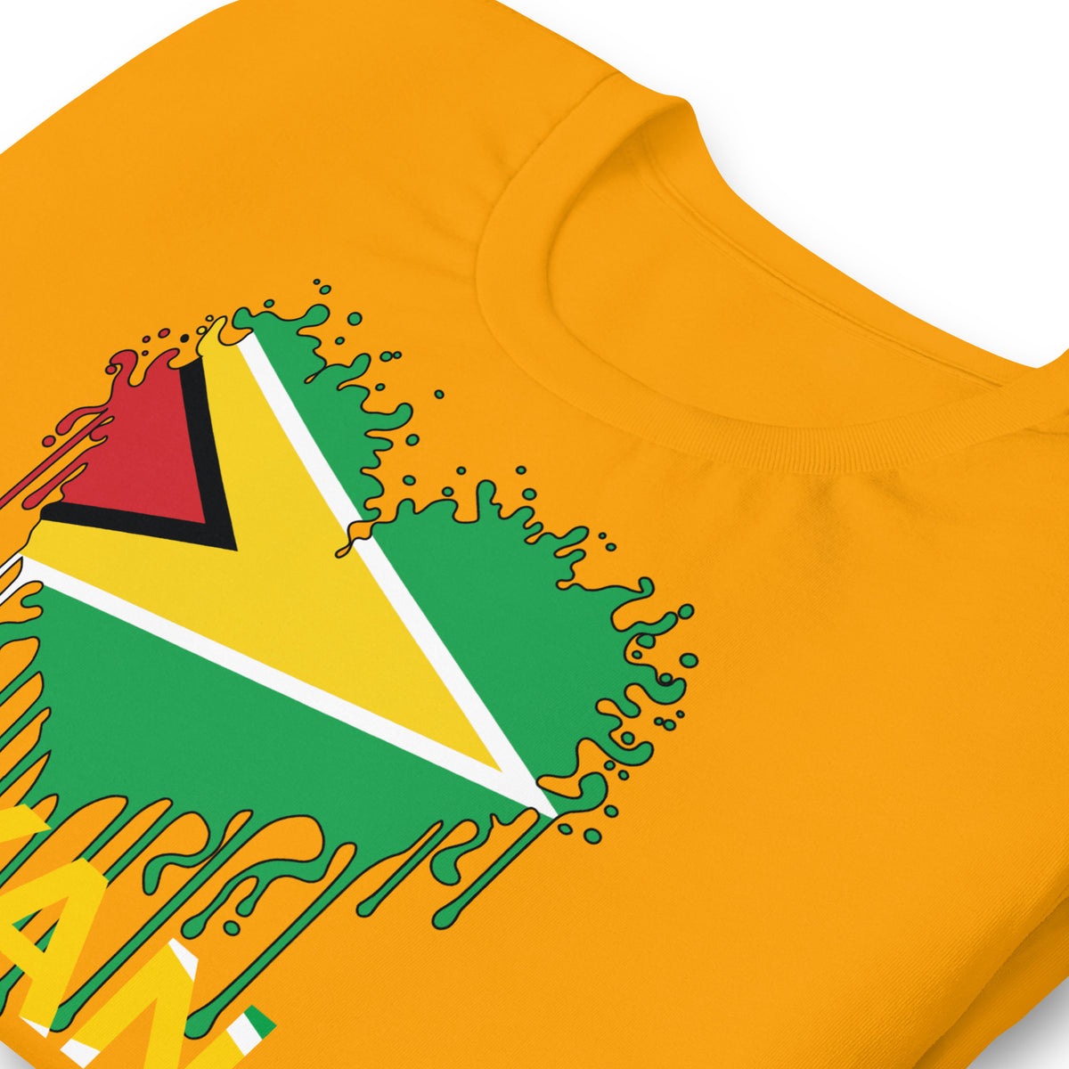 Guyana Flag Heart T-Shirt | Drip Art Patriotic Apparel by Passport Outfitters