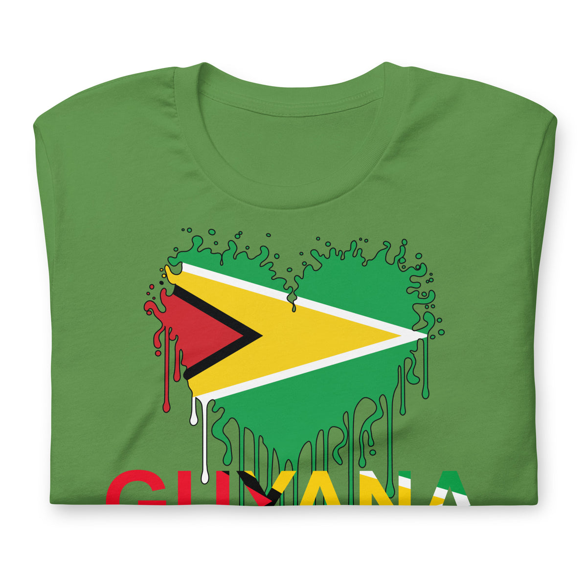 Guyana Flag Heart T-Shirt | Drip Art Patriotic Apparel by Passport Outfitters