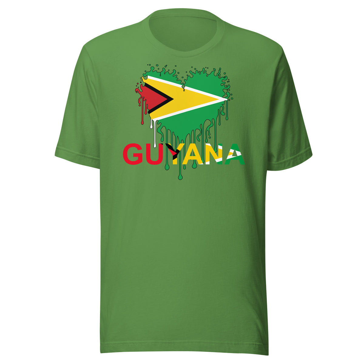 Guyana Flag Heart T-Shirt | Drip Art Patriotic Apparel by Passport Outfitters