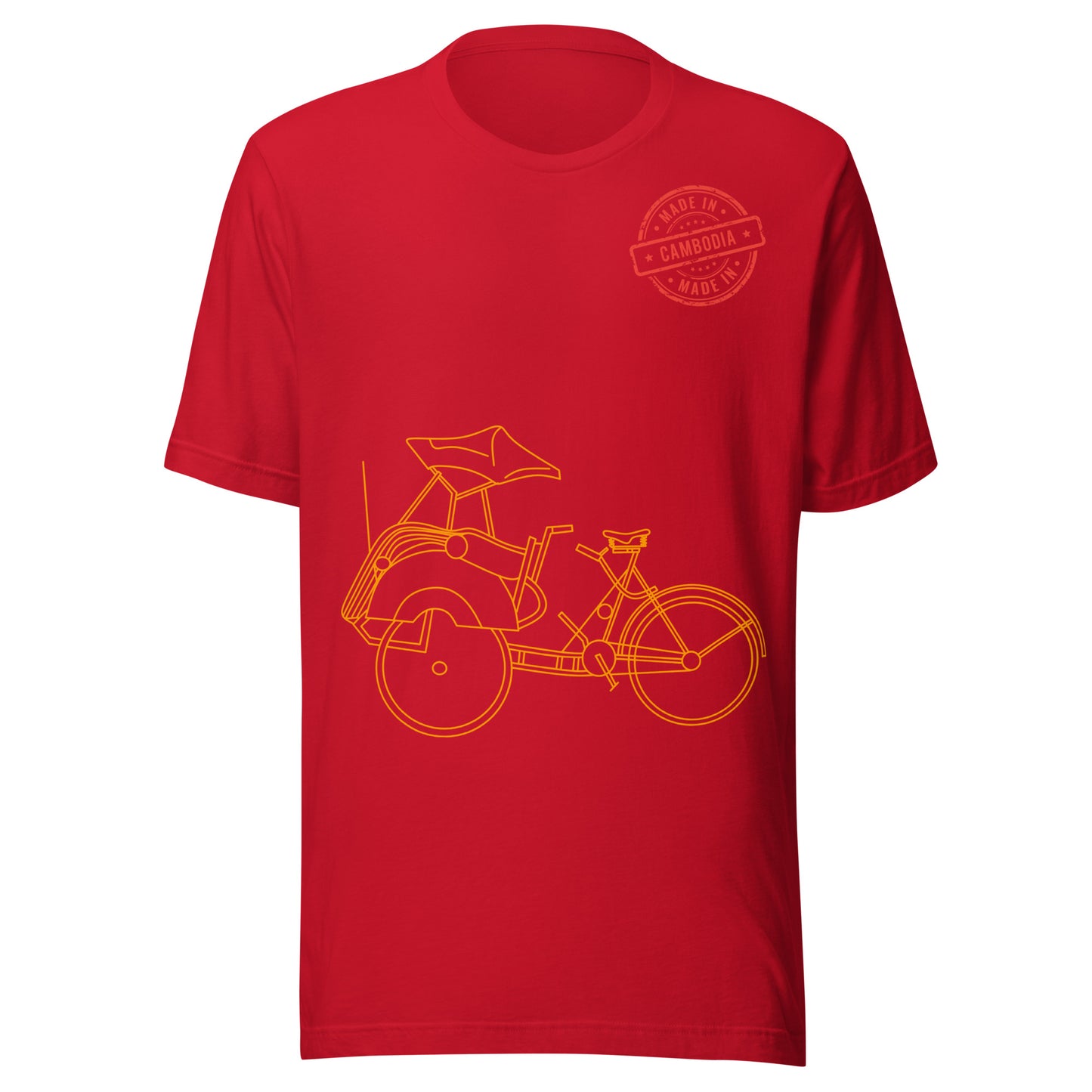 Cambodia Cyclo Rickshaw Vintage Line Art T-Shirt | ASEAN Travel Series by Passport Outfitters