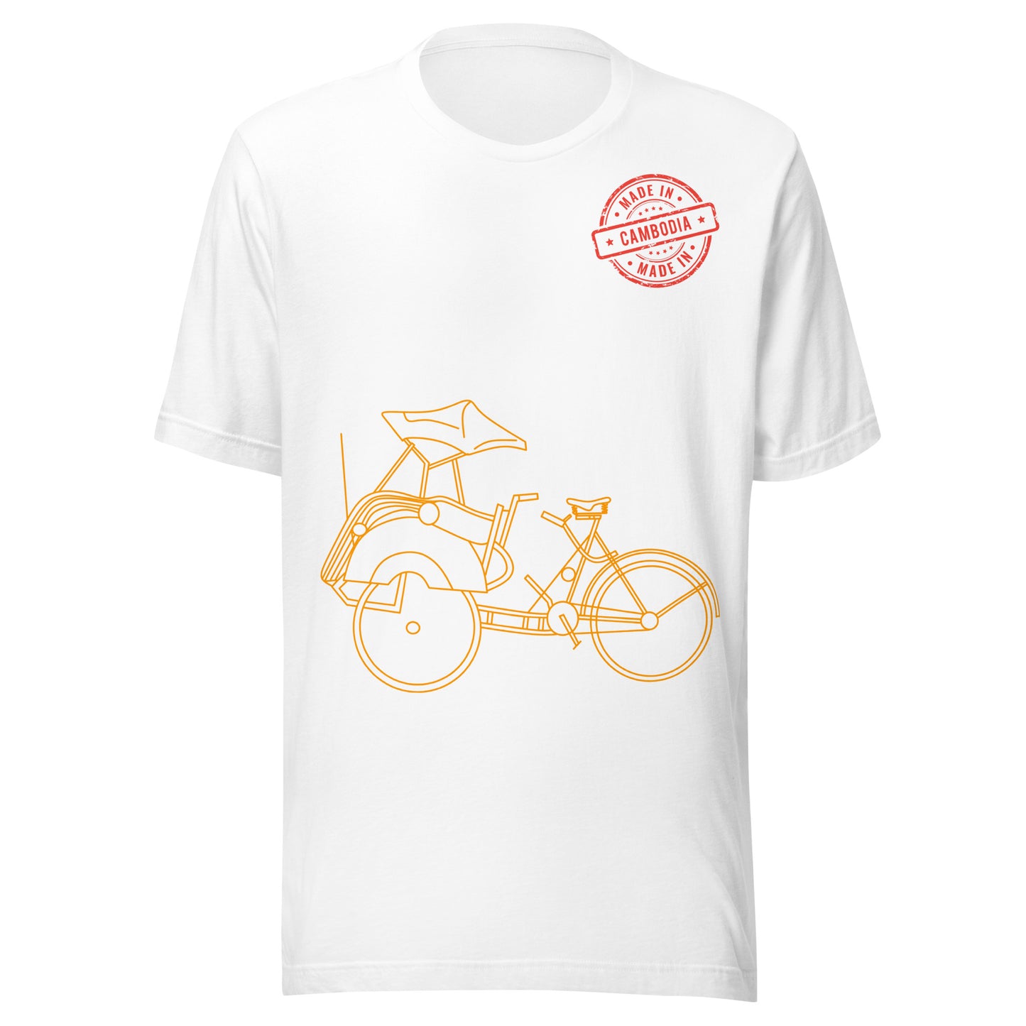 Cambodia Cyclo Rickshaw Vintage Line Art T-Shirt | ASEAN Travel Series by Passport Outfitters