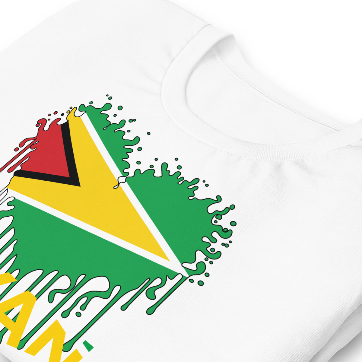 Guyana Flag Heart T-Shirt | Drip Art Patriotic Apparel by Passport Outfitters