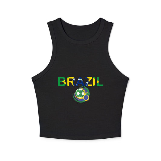 Brazil Futbol Women's micro rib racer tank top by Passport Outfitters