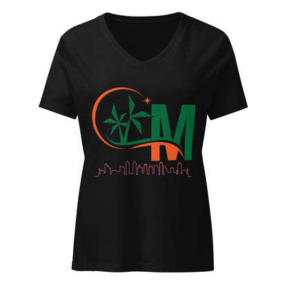 Miami City Skyline Women’s relaxed v-neck t-shirt by Passport Outfitters