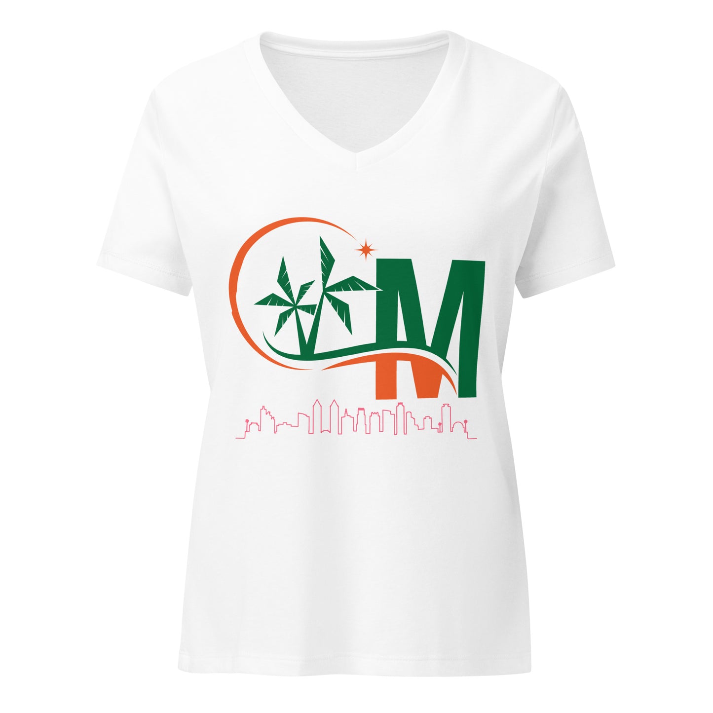 Miami City Skyline Women’s relaxed v-neck t-shirt by Passport Outfitters