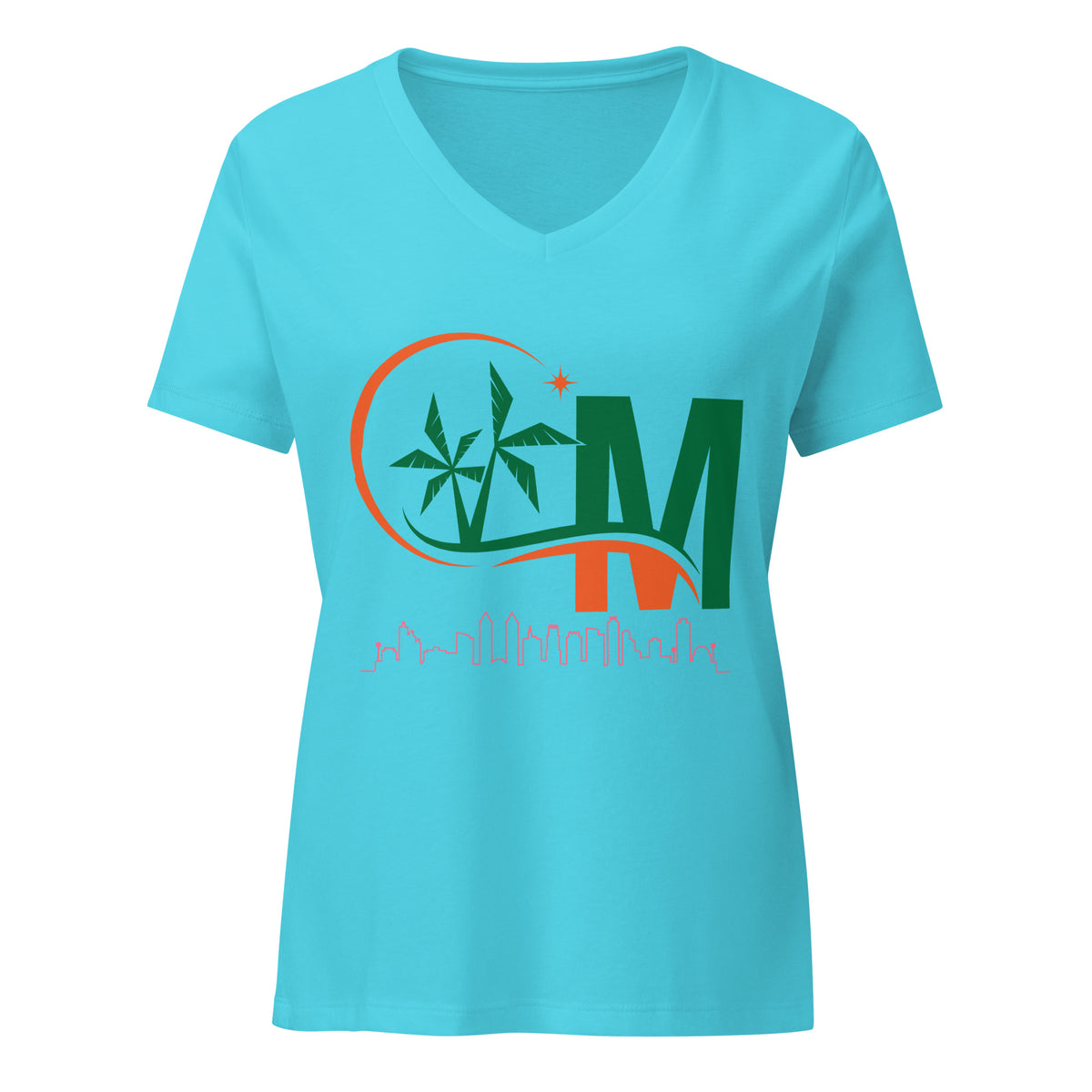 Miami City Skyline Women’s relaxed v-neck t-shirt by Passport Outfitters